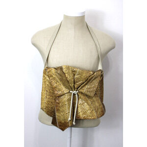 Clemente Purse Vintage 80s Slouch Python Snakeskin Bucket Drawstring
